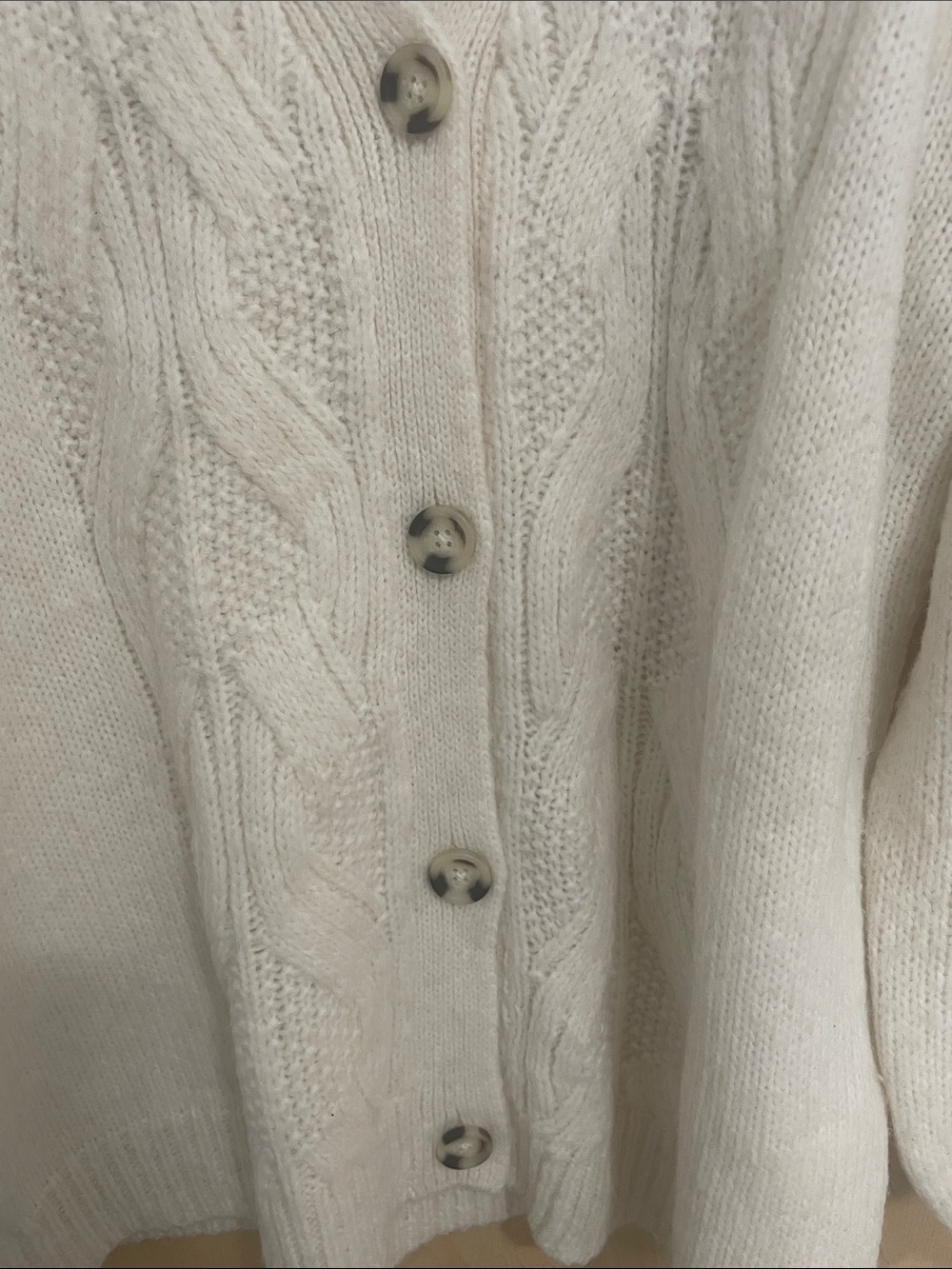 A New Day XL Cream Cable Knit Cardigan | Oversized Cozy Cottagecore Grandpa Chic - Picture 4 of 9